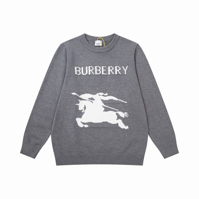Burberry 巴宝莉 战马圆领毛衣 男女同款 情侣素款 全部对色定染羊绒混纺羊毛针织衫 呈现提花精纺的品牌战马图案 柔软亲肤 双层针织很厚实 面料柔软极为舒
