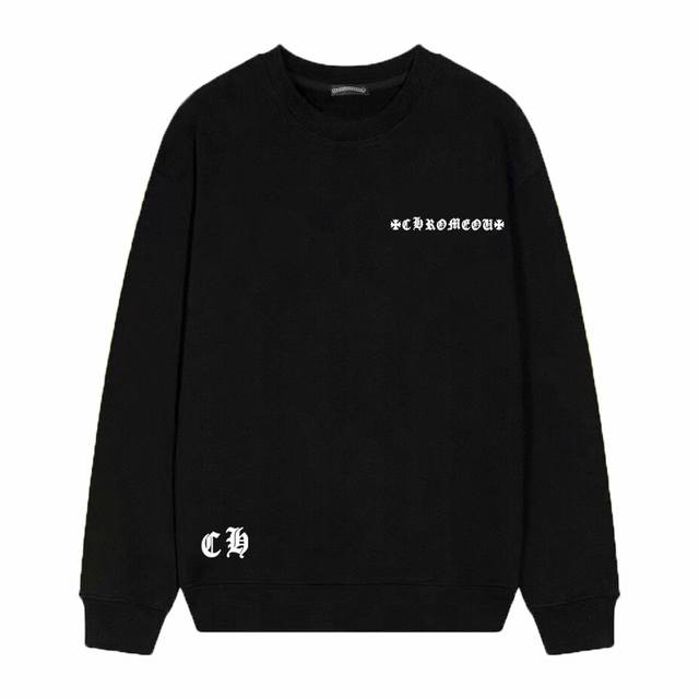 款号D33 Chrome Hearts 克罗心印花圆领毛圈卫衣 面料升级 市场独家款 380克高克重百分百纯棉 提前做过预缩水1×1双纱 男女同款 马蹄印十字架