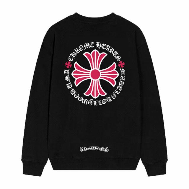 款号D31 Chrome Hearts 克罗心印花圆领毛圈卫衣 面料升级 市场独家款 380克高克重百分百纯棉 提前做过预缩水1×1双纱 男女同款 马蹄印十字架