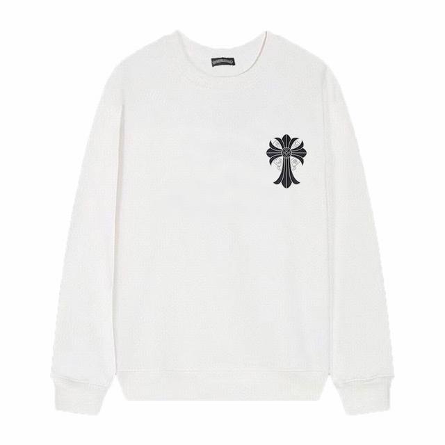 款号D26 Chrome Hearts 克罗心印花圆领毛圈卫衣 面料升级 市场独家款 380克高克重百分百纯棉 提前做过预缩水1×1双纱 男女同款 马蹄印十字架