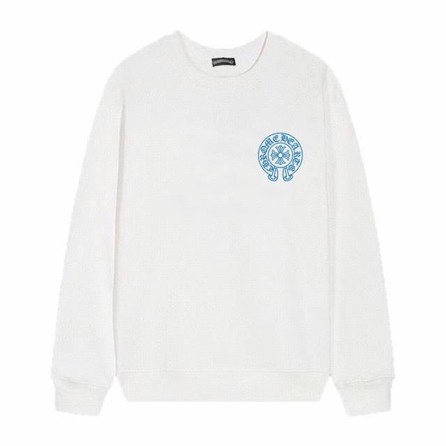 款号D21 Chrome Hearts 克罗心印花圆领毛圈卫衣 面料升级 市场独家款 380克高克重百分百纯棉 提前做过预缩水1×1双纱 男女同款 马蹄印十字架