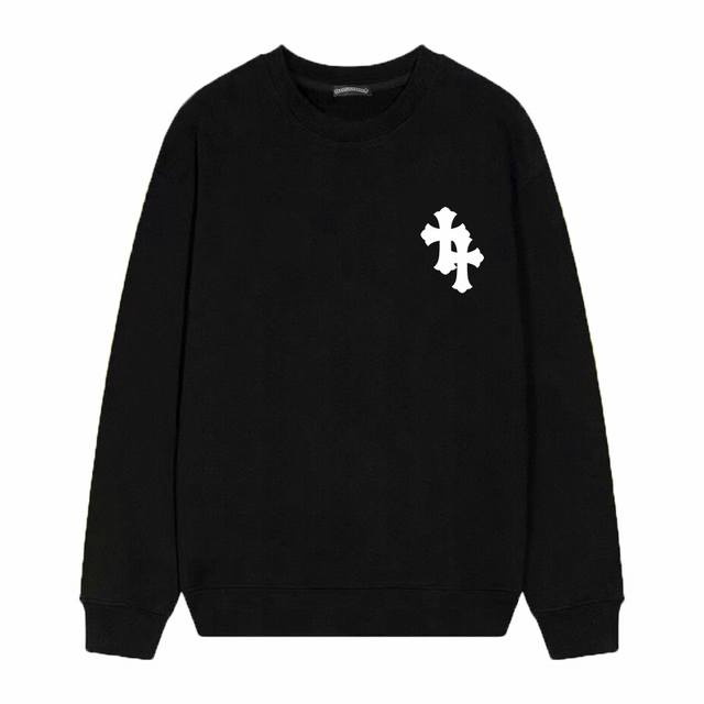 款号D19 Chrome Hearts 克罗心印花圆领毛圈卫衣 面料升级 市场独家款 380克高克重百分百纯棉 提前做过预缩水1×1双纱 男女同款 马蹄印十字架