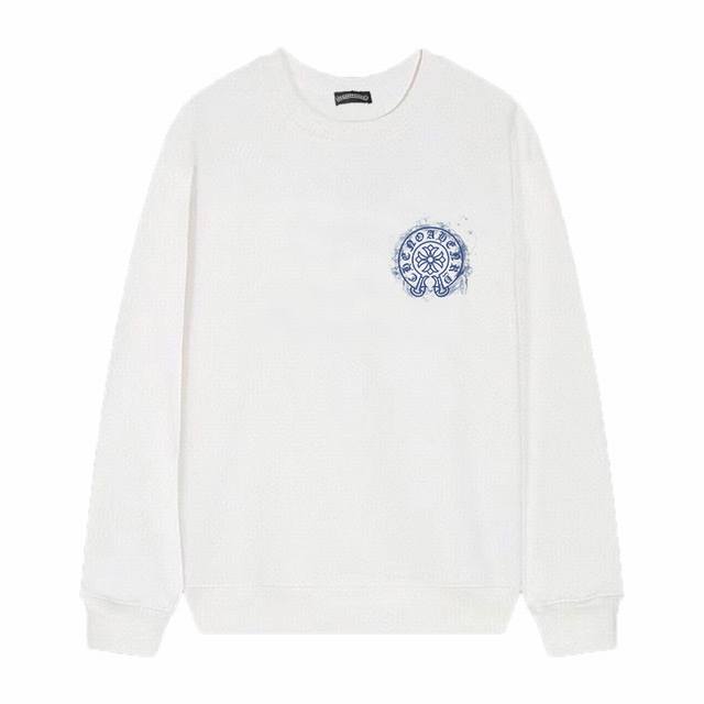 款号D13 Chrome Hearts 克罗心印花圆领毛圈卫衣 面料升级 市场独家款 380克高克重百分百纯棉 提前做过预缩水1×1双纱 男女同款 马蹄印十字架