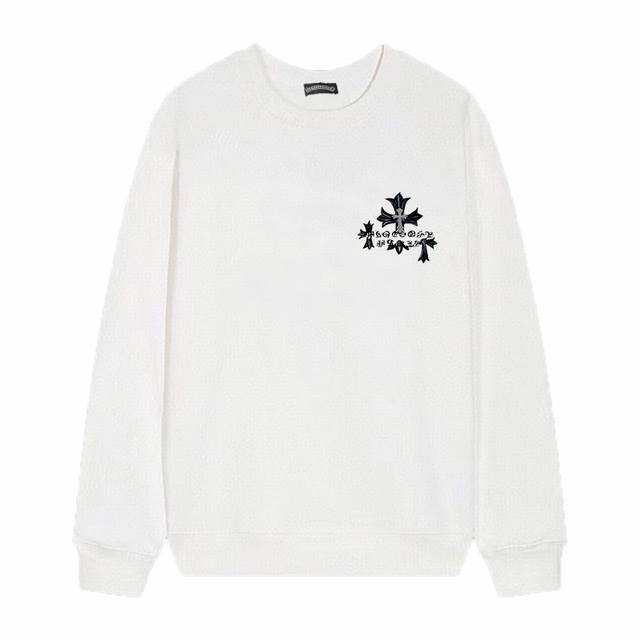 款号D11 Chrome Hearts 克罗心印花圆领毛圈卫衣 面料升级 市场独家款 380克高克重百分百纯棉 提前做过预缩水1×1双纱 男女同款 马蹄印十字架