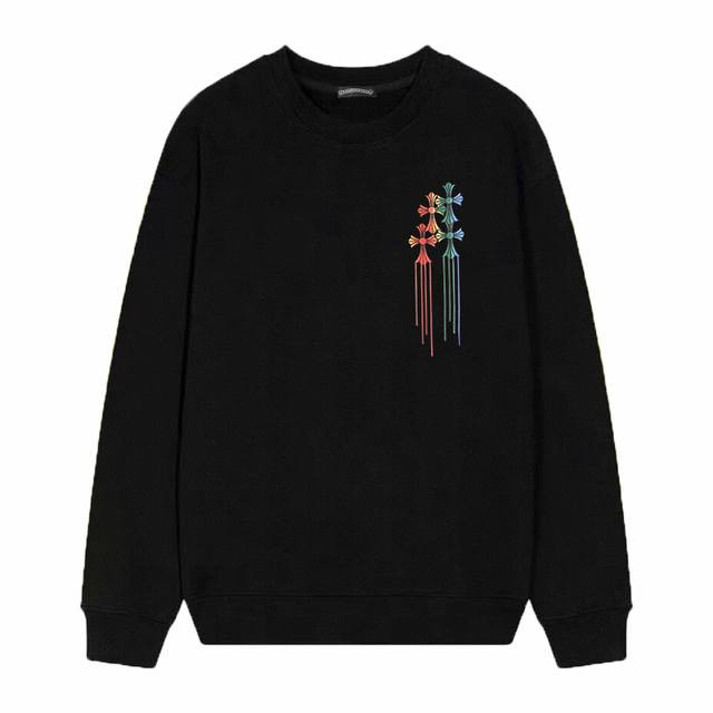 款号D07 Chrome Hearts 克罗心印花圆领毛圈卫衣 面料升级 市场独家款 380克高克重百分百纯棉 提前做过预缩水1×1双纱 男女同款 马蹄印十字架