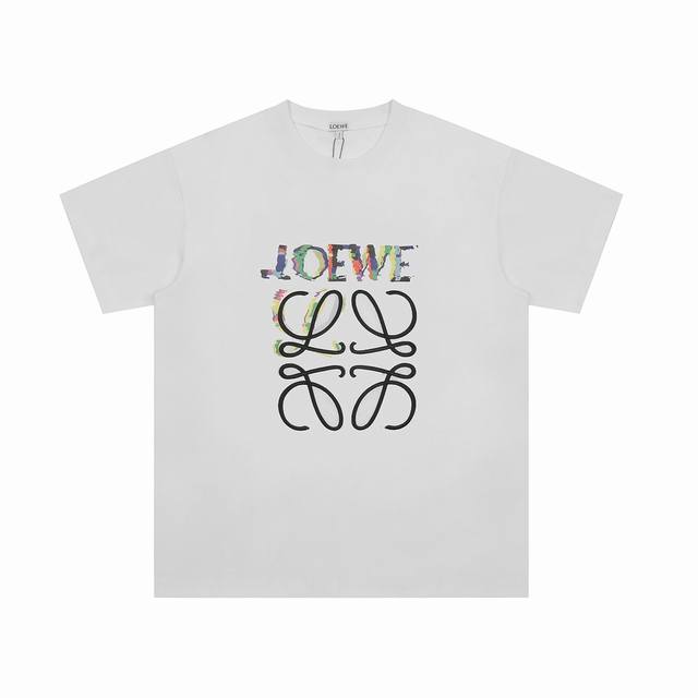 we14# 顶级代工品质 Loewe 罗意威25Ss 彩色印花刺绣Logo短袖T恤 不需要所谓烂大街的华丽文案 主打品质 面料经过2次高温缩水固色 不变形不缩水