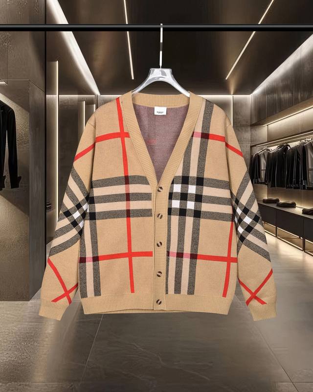 隔天出货 Burberry 巴宝莉 Bbr经典款撞色条纹针织开衫毛衣外套羊毛衫 2025Ss官网新款原版面料 官方同款 polo衫定制 进口羊毛混纺针织面料 高