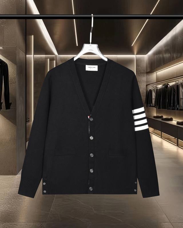 Thom Browne Tb 汤姆布朗 基础款经典拼色拉链四条杠针织外套毛衣夹克羊毛衫 2025Fw官网新款原版面料 官方同款 进口羊毛混纺面料 高端版本，专柜