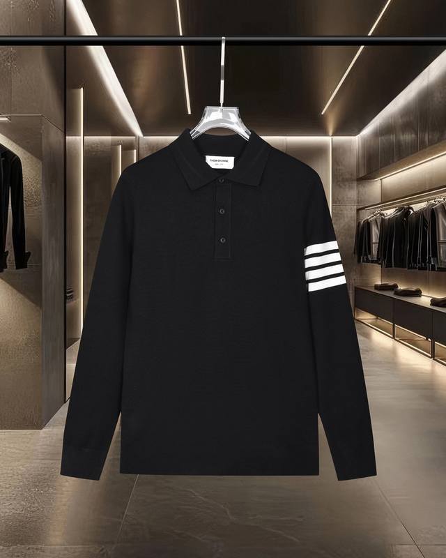 Thom Browne Tb 汤姆布朗 基础款经典拼色四条杠针织翻领polo衫毛衣羊毛衫 2025Fw官网新款原版面料 官方同款 进口羊毛针织面料 高端版本，专
