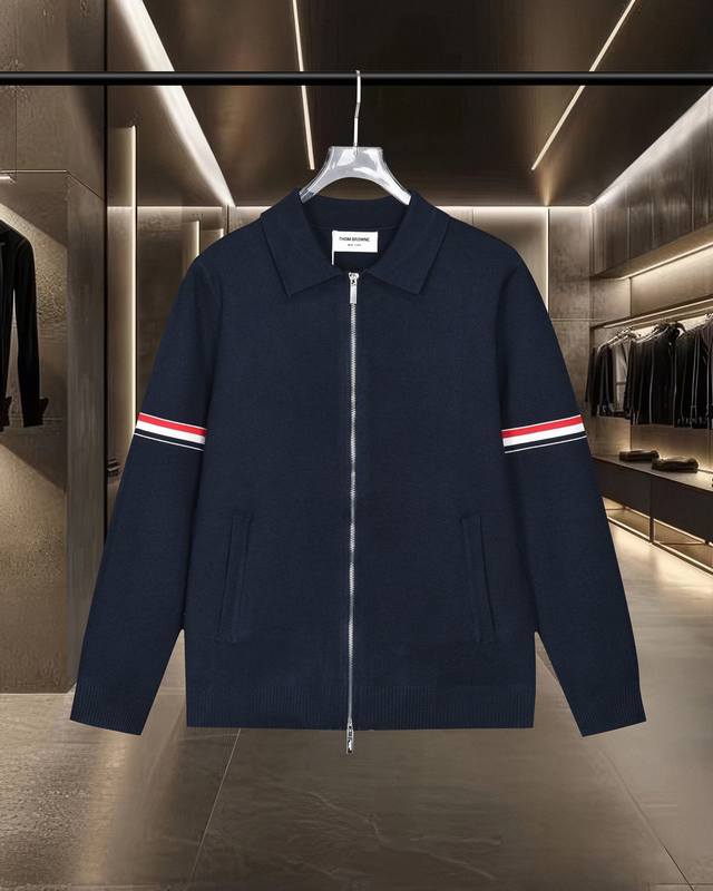 Thom Browne Tb 汤姆布朗 基础款经典拼色拉链四条杠针织外套毛衣夹克羊毛衫 2025Fw官网新款原版面料 官方同款 进口羊毛混纺面料 高端版本，专柜