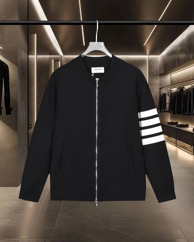Thom Browne Tb 汤姆布朗 基础款经典拼色拉链四条杠针织外套毛衣夹克羊毛衫 2025Fw官网新款原版面料 官方同款 进口羊毛混纺面料 高端版本，专柜