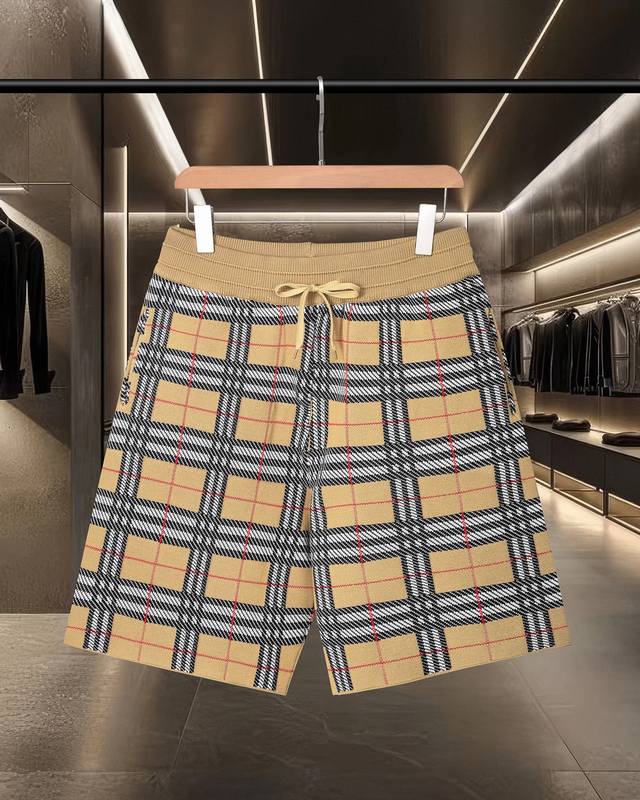 隔天出货 Burberry 巴宝莉 Bbr经典款提花针织工艺，版型紧致立体，满花条纹拼接 定制裤绳五金质感强，凹凸有型的立体感，时尚休闲 2025Ss官网新款原