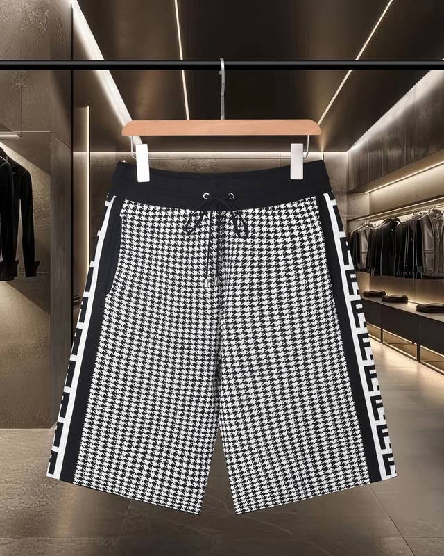 隔天出货 芬迪 Fendi 经典款Ff提花弹幕Logo针织工艺，版型紧致立体，满花条纹拼接 定制裤绳五金质感强，凹凸有型的立体感，时尚休闲 2025Ss官网新款