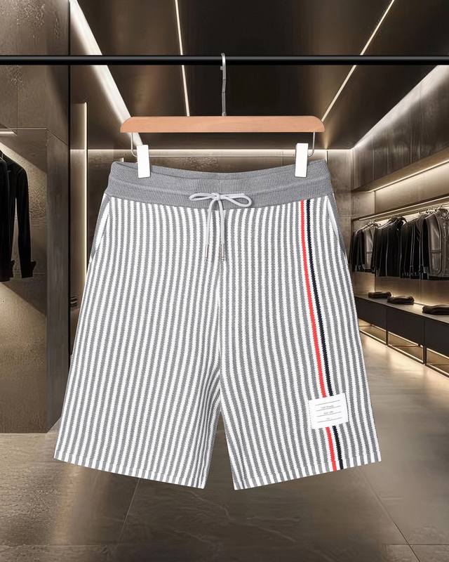 隔天出货 Thom Browne Tb 汤姆布朗 拼色四杠针织休闲运动短裤 2025Ss官网新款原版面料 官方同款 短裤定制 网纱毛衣针织面料 高端版本，专柜定