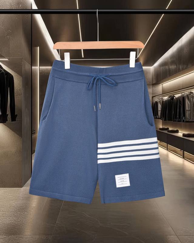隔天出货 Thom Browne Tb 汤姆布朗 拼色四杠针织休闲运动短裤 2025Ss官网新款原版面料 官方同款 短裤定制 网纱毛衣针织面料 高端版本，专柜定