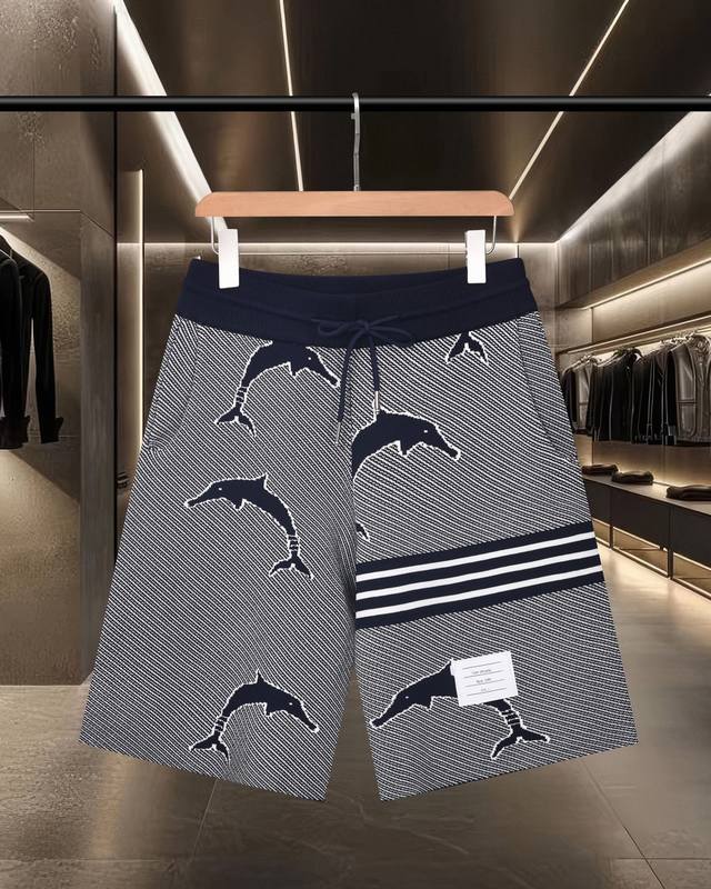 隔天出货 Thom Browne Tb 汤姆布朗 拼色四杠针织休闲运动短裤 2025Ss官网新款原版面料 官方同款 短裤定制 网纱毛衣针织面料 高端版本，专柜定