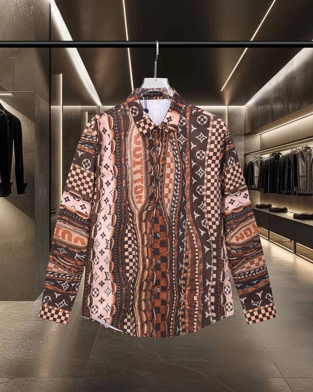 Lv 路易威登爆款来袭 pharrell Williams与Nigo合作款 2000年代街头风尚 向21世纪初的街头风格数码长袖衬衫 2025Ss官网新款长袖