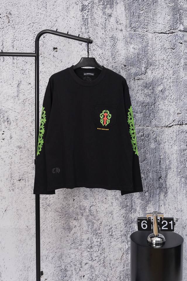 Chrome Hearts Ch 克罗心秋季新款La限定图腾宝剑情侣款长袖T！宽松版型！ 虞书欣等众明星同款！ 采用顶配320G纯棉面料！高端面料体感无敌！ 套