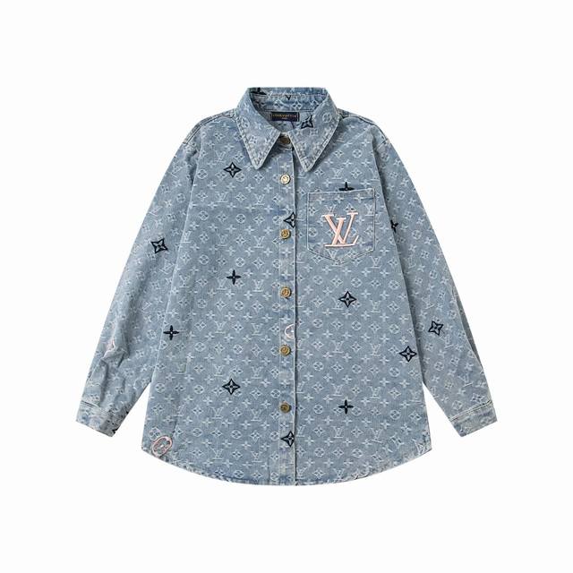 上新： 款号：B148 Louis Vuitton 路易威登Lv新款彩色字母刺绣Logo牛仔衬衫上衣外套 1面料采用定制原版牛仔布料，布面纹理清晰 质地柔软不是