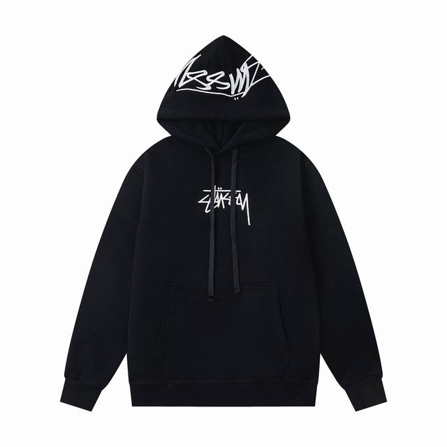 xy8922# 重磅高品质 区别市场通货 Stussy 斯图西 Ss25 连帽Logo字母双刺绣美式复古卫衣 男女同款 颜色：黑色 灰色 尺码：S M L Xl
