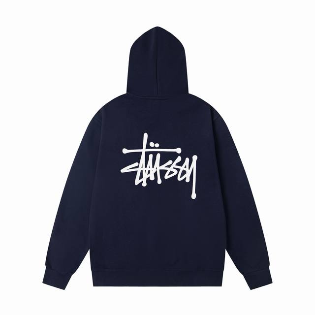 xy8915# 重磅高品质 区别市场通货 Stussy 斯图西 字母Logo印花基础款宽松连帽美式复古卫衣 男女同款 颜色：黑色 白色 宝蓝 灰色 尺码：S M