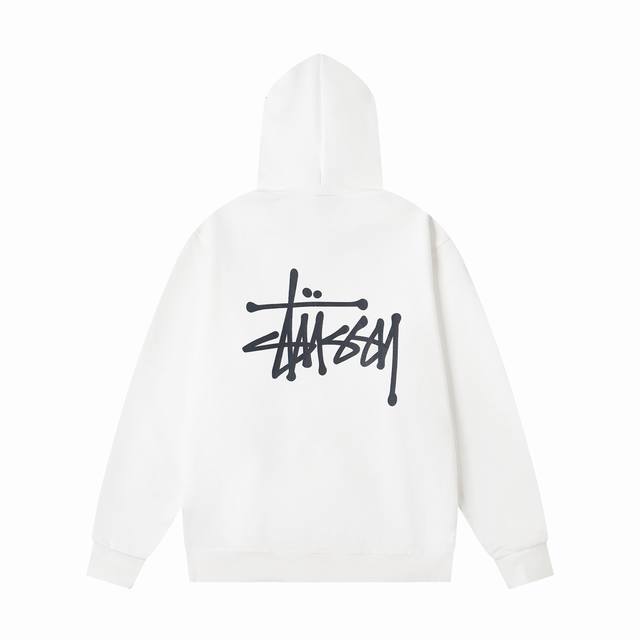 xy8915# 重磅高品质 区别市场通货 Stussy 斯图西 字母Logo印花基础款宽松连帽美式复古卫衣 男女同款 颜色：黑色 白色 宝蓝 灰色 尺码：S M