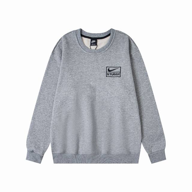 xy8904# 重磅高品质 区别市场通货 斯图西 Nike X Stussy 联名款 Logo图案刺绣圆领套头卫衣 男女同款 颜色：黑色 灰色 尺码：S M L