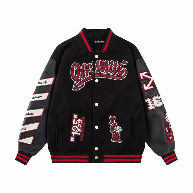 款号S25 Off-White Ac米兰联名秋冬新款 采用重磅龙凤尼面料 搭配荔枝纹皮 重工五金配件一比一还原 辅料齐全 M L Xl Xxl