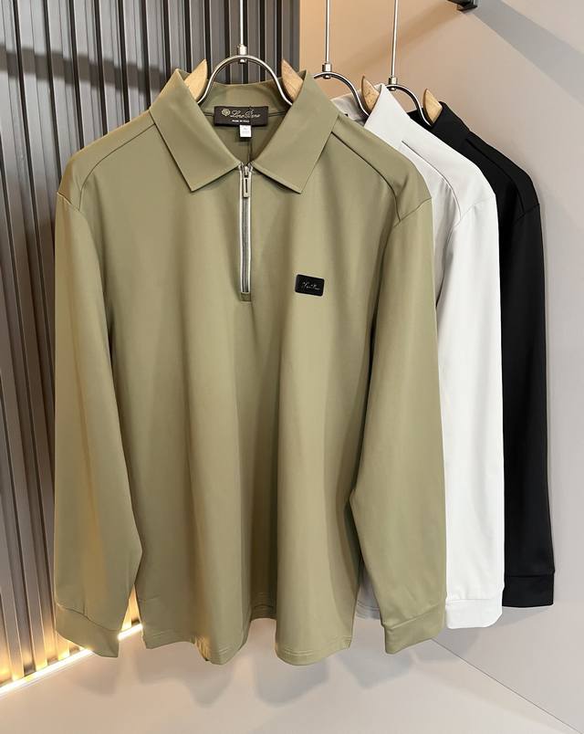 Loro piana诺悠翩雅 2025秋冬男士翻领长袖polo衫，最新的贸易订单，全品相！！网红款！上身舒适透气，不僵硬，整体有着丰富的立体感，品质出口订单，胸