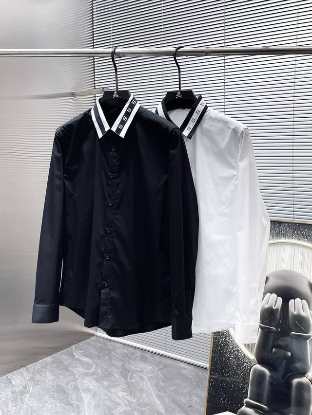 范 芬迪 Fendi 2025Ss新款长袖 衬衫 衬衣，高端版本！专柜定制面料 透气舒适度高，细节无可挑剔，品牌元素设计理念，体现高品质。手感细腻柔软！呈现休闲