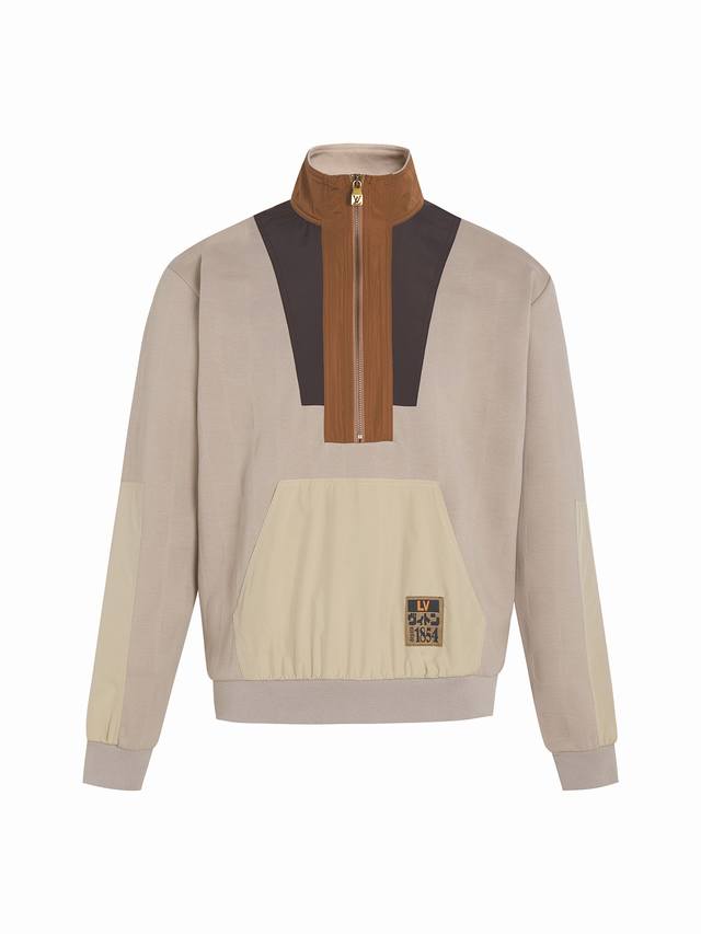 Louis Vuitton25Ss 半拉链工装套头衫 正品15700购入开发 定制98%棉 2%锦双股提花面料 聚酯纤维尼龙布 对位裁床 面料拼接 定制1：1织