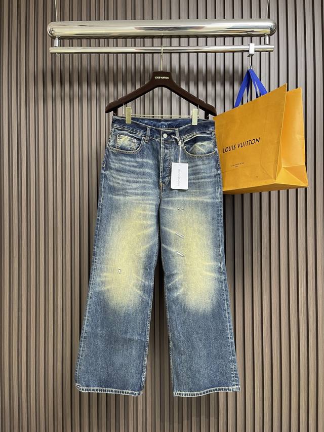 Acne Studios 2025Ss新款重工洗水割破做旧做脏猫须磨旧牛仔裤，直接把韩系松弛感焊在身上，和拉链、假两件搭配 复古又时髦，微喇裤型藏肉显腿长，宽松