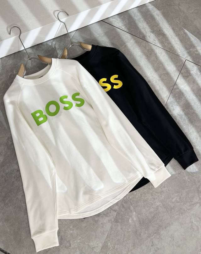 Boss 2025秋冬新款男女同款长袖打底衫，意大利原厂订单渠道，极具个性高级风，标志Logo图案压胶工艺设计！情侣款纯棉短袖T恤！！最新时尚潮流人气产物驾到，