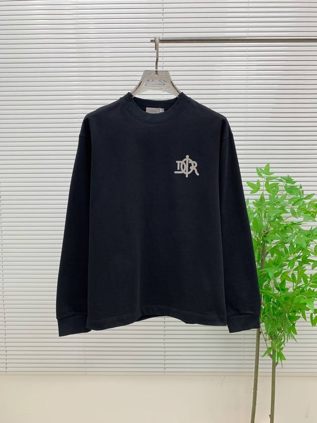 迪奥 Dior 高端定制 2025秋冬新款首发专柜最新款长袖打底单穿400克纯棉重工凹凸图案设计 领子袖子螺纹设计 高端订制 设计前卫时尚！品牌Logo重工艺设