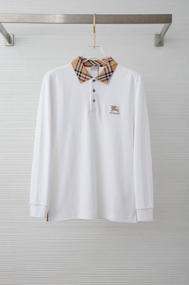 巴宝莉 Burbe#Rry2025Fw新品 轻奢男士翻领长袖T恤衫#精选客供进口100%棉采用高密度工艺打造而成，手感细腻柔软，亲肤舒适，透气吸汗，排湿性也是绝