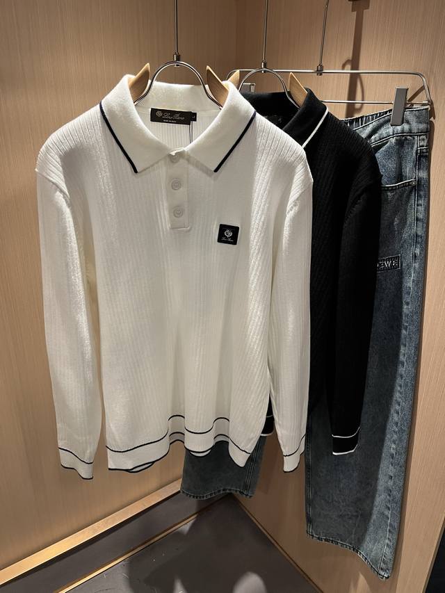 Loro piana诺悠翩雅 2025秋冬男士最新的贸易订单针织羊毛衫，全品相！！上身舒适透气，不僵硬，整体有着丰富的立体感，品质出口订单，胸前Logo图案徽章