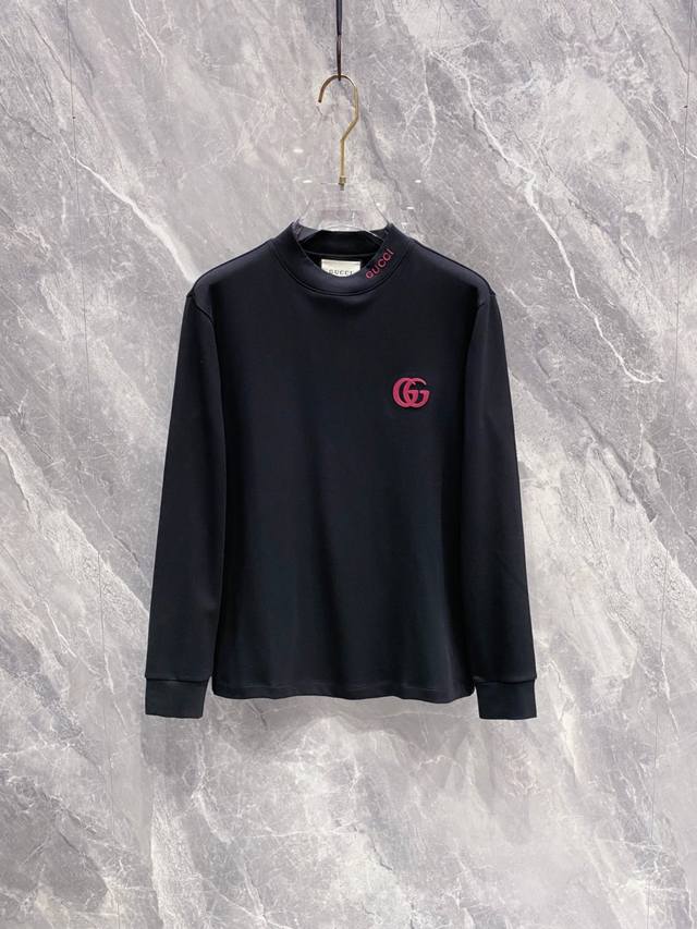 古奇 Gucci 2025秋冬专柜新款 时尚休闲打底衫长袖T恤，精选进口高密度双面拉架棉面料，精致原版Logo打造，舒适性与透气性兼优，柔软抗皱弹性和垂性极佳，