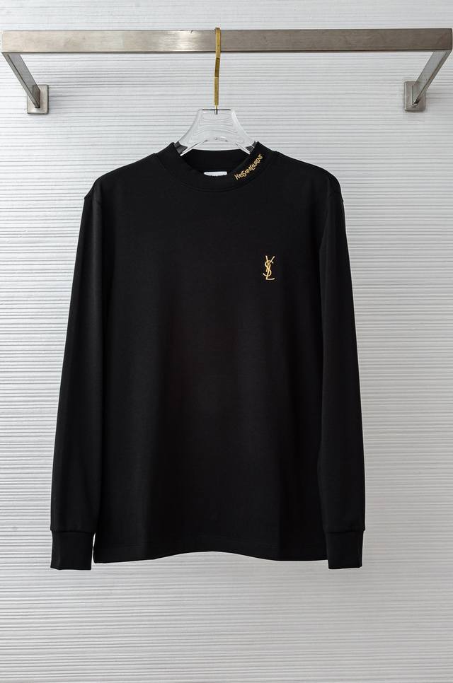 Ysl25Fw秋冬新款 立体刺绣男士长袖T恤衫#把重心都放在了面料上，出口海外的订单，客供进口精选42%棉58%聚酯纤维面料高端成分织造而成，面料克重足且密度极
