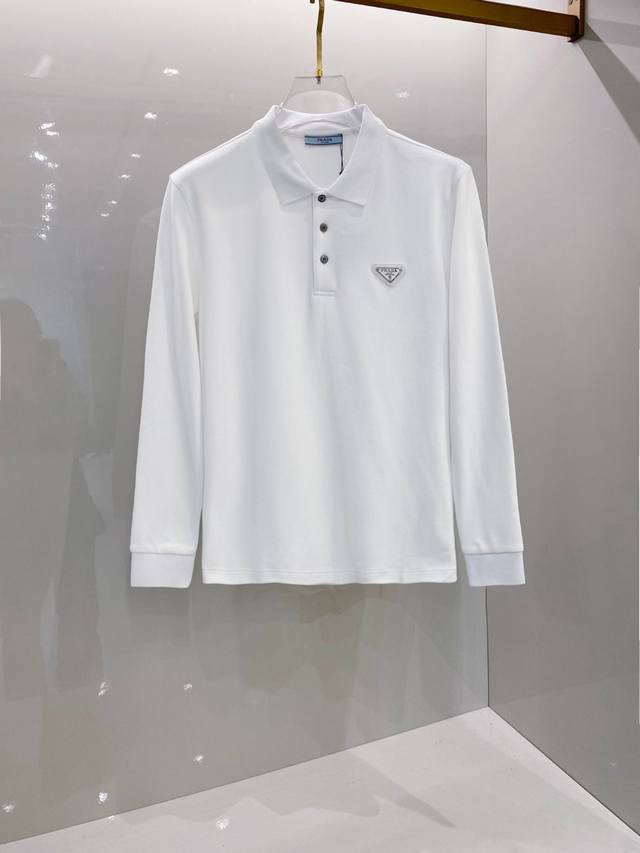 prada 普拉达 2025秋冬新款长袖polo衫 香港贸易公司货，纯正洋行渠道，专柜同款！！ 客供埃及进口高级物料，甄选尼罗河区域光照极好的上等长绒棉花原料，