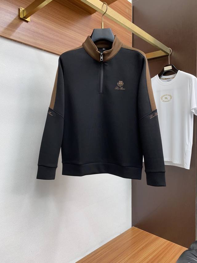 Lp 诺悠翩雅 25秋冬家族男士高端立领运动长袖卫衣，香港洋行渠道货，纯正血统品质，25年秋冬 新款，经典王牌系列！ 高端奢华且白金级的一款经典基础款T恤，通体