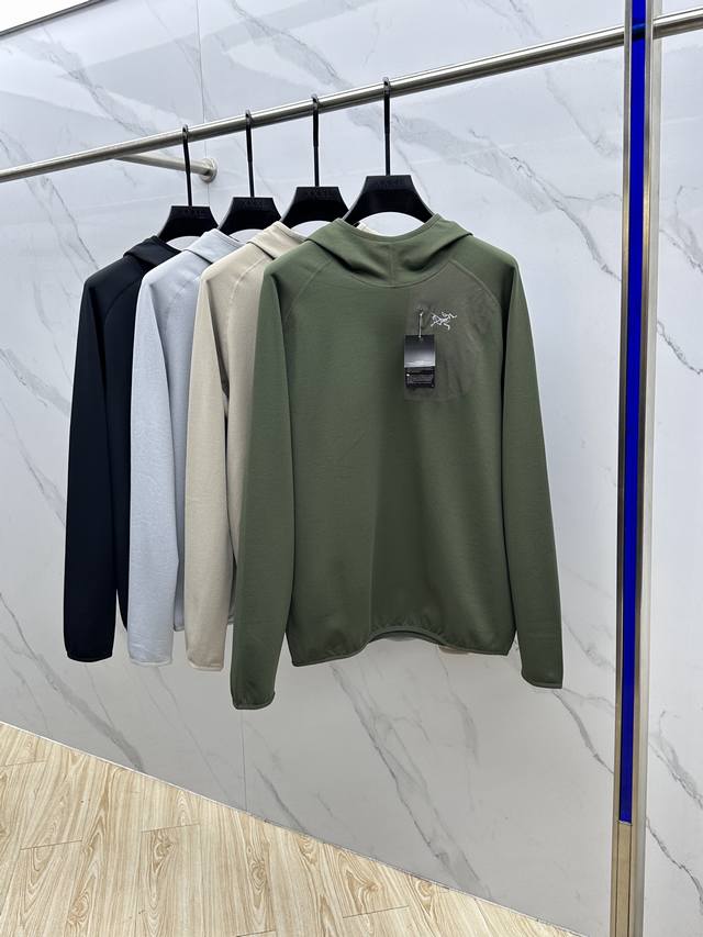 Arcteryx 始祖鸟 2025秋季新款 内里拉绒户外男士Rho Lt系列运动健身休闲弹力超柔轻量针织长袖薄绒内里套头半拉链拉链口袋抓绒！ 原版 随意对比 独