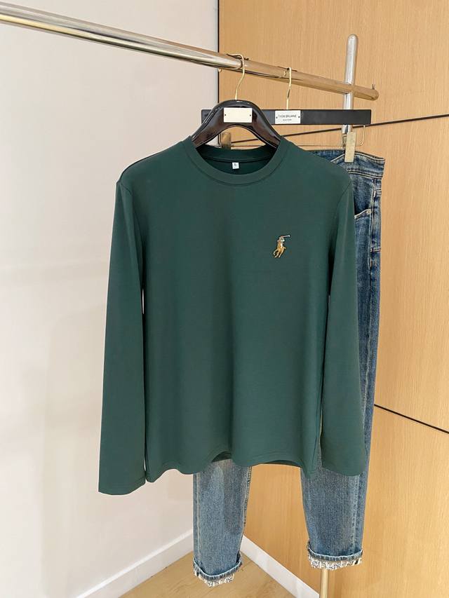 polo 25Ss秋季 新品 新款贸易订单圆领长袖打底衫长袖T恤网红款！上身舒适透气，不僵硬，整体有着丰富的立体感，品质出口订单，满足通勤人们对于着装的简约需求