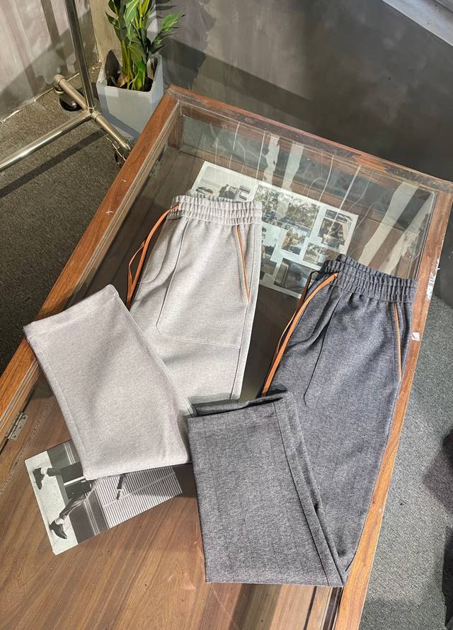 K7023 秋冬新款杰尼亚家直筒休闲长裤定制暗纹复合绒毛面料，深灰色浅灰色M-Xxxl