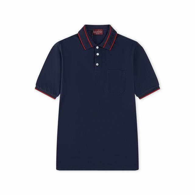 Gucci 古驰 25Ss新款 领提花Logo 贴袋polo 230克重全棉珠地 颜色：白 宝兰 码数：S M L Xl Xxl