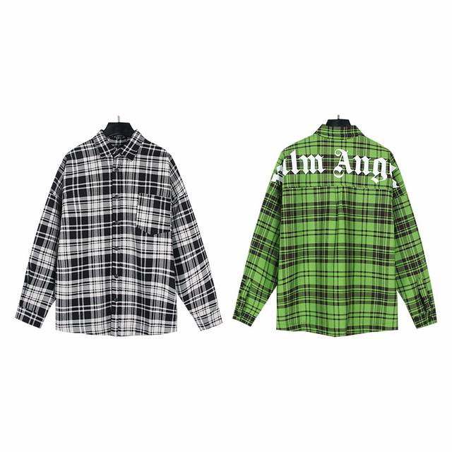 125# 实拍palm Angels 棕榈天使编织格仔宽松开衫长袖衬衫外套 面料：400克梭织 颜色：绿色 黑色 码数：S M L Xl