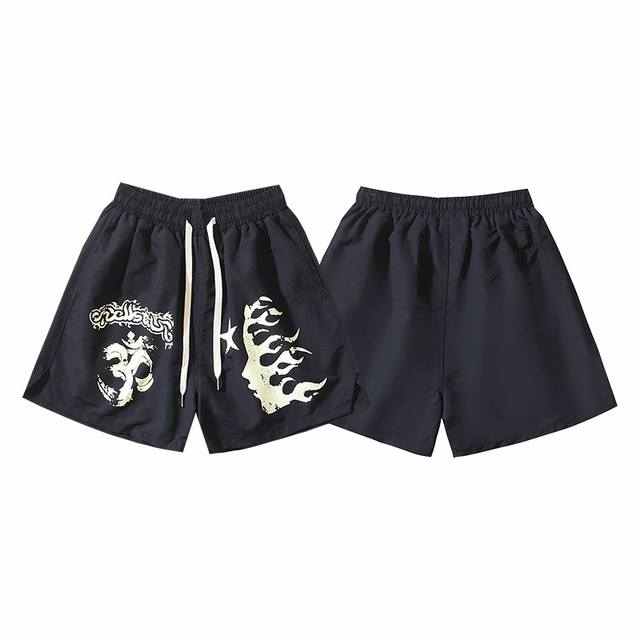 760# 实拍 Hellstar 地狱之星 休闲运动沙滩短裤 颜色：黑色 码数：S M L Xl