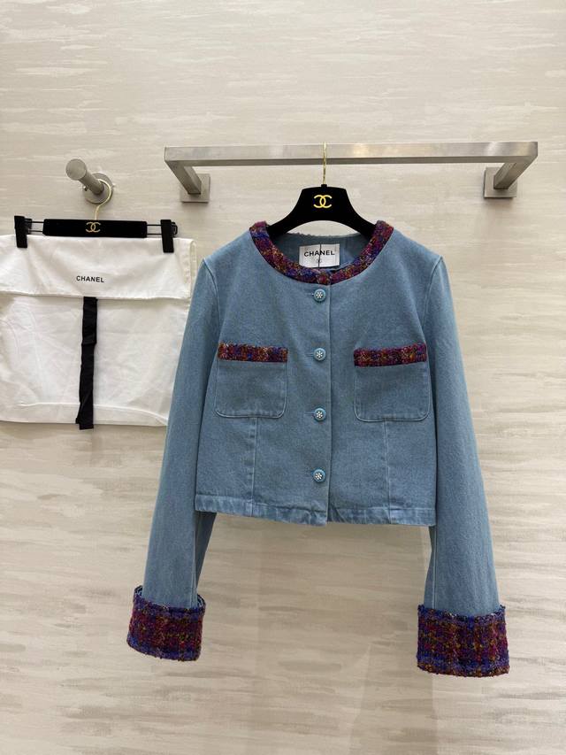 Chane2爆款 复古做旧牛仔花呢编织拼接短款外套 高品质定制 现货首发Size：36 38 40 38码肩宽：38，胸围：94，衣长：46