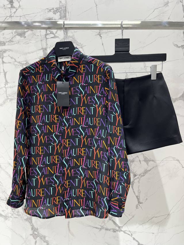 圣家独家首发真丝衬衣 波普彩色Logo印花衬衣 经典版型 高端工艺做法 码数Sml