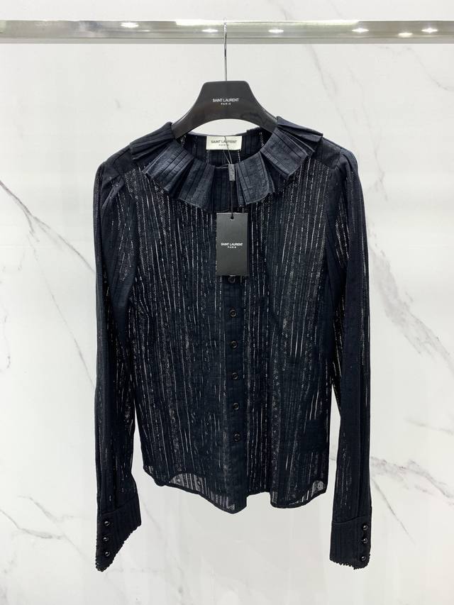 圣家蕾丝衬衣 褶皱边领蕾丝 宫廷风 正面纽扣开合 码数Sml