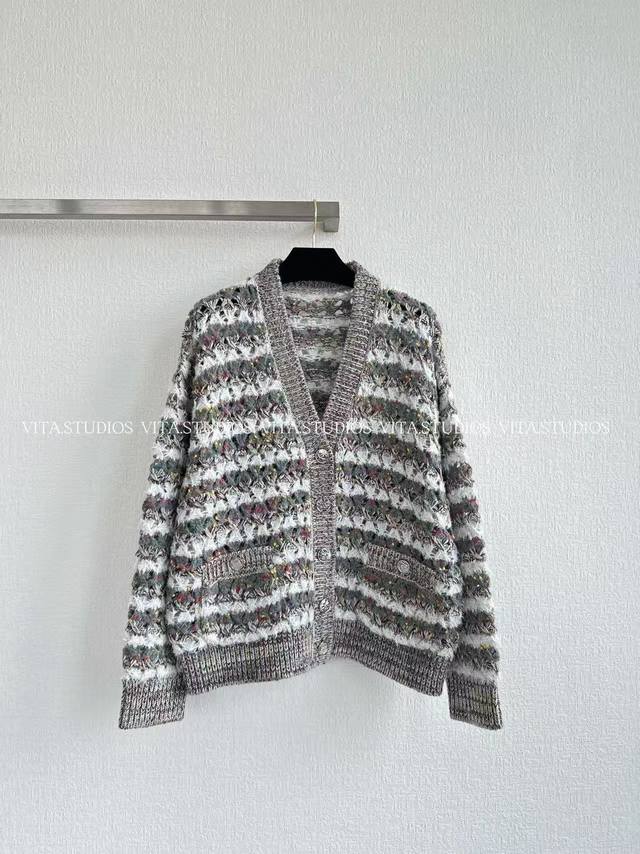 新品预售 镂空钩花开衫 颜色：条纹 尺码：S M L C*Zx